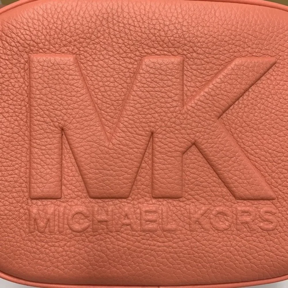 MICHAEL KORS Jet Set Medium Embossed Pebbled Leather Crossbody Bag Sherbert - Picture 14 of 16